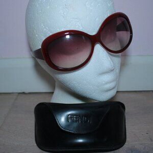 Fendi FS348 Oversized Red Wrap Acetate Sunglasses